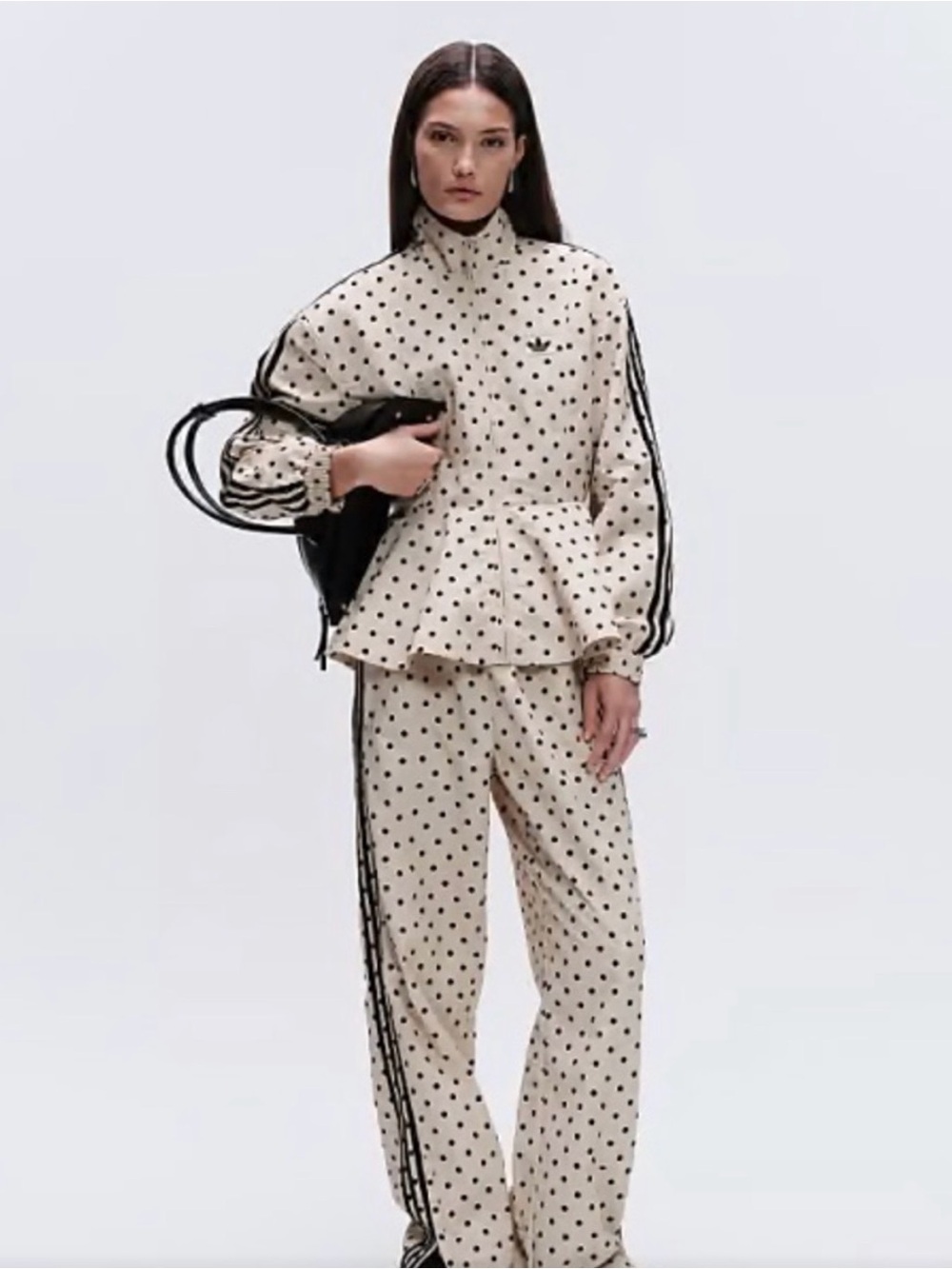 Adidas x ASOS limited edition Women's Cream Polka Dot Wide-Leg Track Pants - Picture 4 of 8